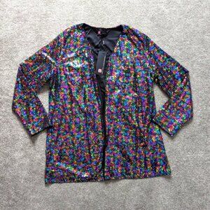 Kancy Kole colorful sequin cardigan women's XL new with tags Swiftie Y2K